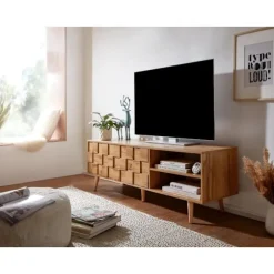 Rootz lowboard træ eg indretning 160x51x40 cm TV kommode med to døre - Design TV skab høj - TV stativ TV skab moderne - TV kommode stue