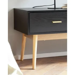 Rootz Lowboard tv-skab - 150 cm tv-stativ - sort og eg tv-konsol - moderne design - rummelig opbevaring - holdbar konstruktion - 150 cm x 50 cm x 40 c | Fyndiq