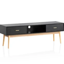 Rootz Lowboard tv-skab - 150 cm tv-stativ - sort og eg tv-konsol - moderne design - rummelig opbevaring - holdbar konstruktion - 150 cm x 50 cm x 40 c | Fyndiq