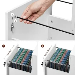 Rootz Låsbar Rullebeholder - Hvidt arkivskab - Opbevaringsskab - Sengebord - Sidebord - 5 hjul - E1 MDF - PVC - 44cm x 40cm x 54,5cm