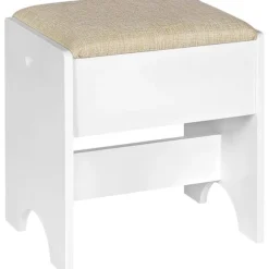 ROOTZ MAKE -UP AFTOOL - Vanity Seat - Foot Affool - Comfortable 150 kg kapacitet - Elegant brun hvid - 40 cm x 45 cm x 30 cm