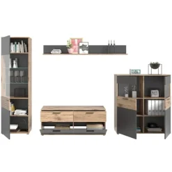 Rootz Mason Lowboard - Gray - TV Stand - Buffet - Basalt Gray Front - Nox Oak Body - Bæredygtig - 130 cm x 53 cm x 44 cm