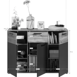 Rootz Mason Træskiste af skuffer - skænk - highboard - garderobe - 80 cm x 87 cm x 40 cm