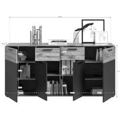 Rootz Mason Wood Chest of skuffer - skænk - highboard - Ekstra bred - 180 cm x 87 cm x 40 cm