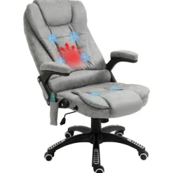 Rootz Massage Kontorstol - Ergonomisk Executive Stol - Varmeelementer - Højdejusterbar - 68cm x 72cm x 110-120cm - Grå