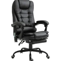 Rootz Massagestol - Executive stol med 7 massagepunkter - Højdejusterbar drejestol med integreret fodstøtte - Polstring nederst på ryggen - Skum - Met | Fyndiq