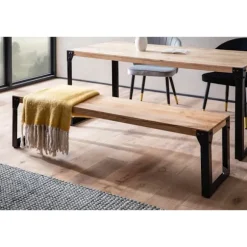 Rootz Massiv spisebænk - Industriel stil - Træbænk - Håndlavet - Op til 3 personer - 140 cm x 40 cm x 45 cm - Naturlig og unik finish