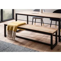 Rootz Massiv spisebænk - Loftstil siddepladser - Håndlavet træbank - Naturligt trækorn - 120 cm x 40 cm x 45 cm