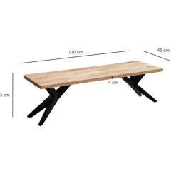 Rootz Massiv spisebænk - loftstil siddepladser - træbænk - unik håndlavet - passer til 2 personer - 120 cm x 45 cm x 45 cm