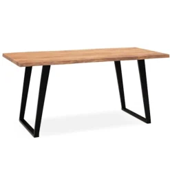 Rootz Massivt akacietræ Spisebord - Køkkenbord - Moderne Design - Naturligt trækorn, U-formede metalben, Håndlavet - 120 cm x 60 cm x 76 cm