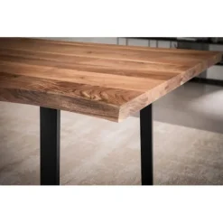 Rootz Massivt akacietræ Spisebord - Køkkenbord - Rektangulært bord - Naturligt trækorn - Unikt trækantdesign - Håndlavet - Justerbare højdeknapper - 1 | Fyndiq