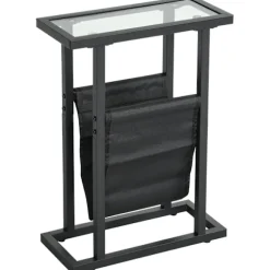 Rootz Metal Side Bord - Slim Bord - Smalt rumtabel - Glasplade, stofpose, stabilitet - 40 cm x 18 cm x 55,5 cm