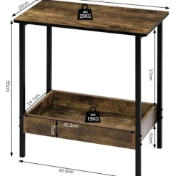 Rootz Metal Sidebord - Træ Sofabord - Kompakt Endebord - Praktisk opbevaringsløsning - 50cm x 55cm x 25cm