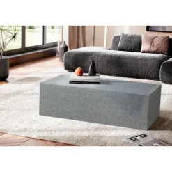 Rootz Minimalistisk Sofabord - Rektangulært Design - Betonlook - 100 cm x 50 cm x 30 cm - Folieret MDF - Ridsefast melaminbelægning