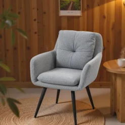 Rootz Modern Accent Chair - Polstret lænestol - Læsestol - Åndbar komfort - Grå - 65 x 72 x 86 cm