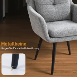 Rootz Modern Accent Chair - Polstret lænestol - Læsestol - Åndbar komfort - Grå - 65 x 72 x 86 cm