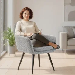 Rootz Modern Accent Chair - Polstret lænestol - Læsestol - Åndbar komfort - Grå - 65 x 72 x 86 cm