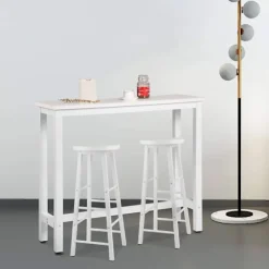 Rootz Modern Barbord og Taburet Sæt - Pub Bord Sæt - Spisebordssæt i bordhøjde - Robust metalstel - Ridsefast - Nem at rengøre - 120 cm x 40 cm (bord) | Fyndiq