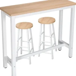 Rootz Modern Barbord og Taburet Sæt - Pub Bord Sæt - Bord i bordhøjde - Holdbart, Ridsefast, Nem Vedligeholdelse - Stålstel, MDF bord - 120 cm x 40 cm | Fyndiq