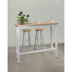 Rootz Modern Barbord og Taburet Sæt - Pub Bord Sæt - Bord i bordhøjde - Holdbart, Ridsefast, Nem Vedligeholdelse - Stålstel, MDF bord - 120 cm x 40 cm | Fyndiq