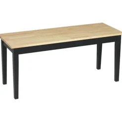 Rootz Modern bænk til 2 personer - Træbænk - Massivt træ - Lakeret - Stue - Entré - Spisestue - Fyrretræ - Naturlig + Sort - 102L x 36W x 45H cm
