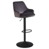 Rootz Modern Design Barstol - Fløjlssæde - Diamantquiltning - Metal trompetbase - 45 cm x 86-106 cm x 45 cm - Grå - 360° rotation - 100 kg Kapacitet | Fyndiq
