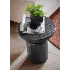 Rootz Modern Design Sidebord - Rundt bord - Elegant Lamellook - Håndlavet - Pulverlakeret aluminium - 40cm x 40cm x 50cm