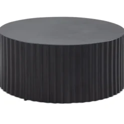 Rootz Modern Design Sofabord - Rundt bord - Elegant Lamellook - Håndlavet - Anti-Slip Nubs - Pulverlakeret jern - 67cm x 67cm x 31cm