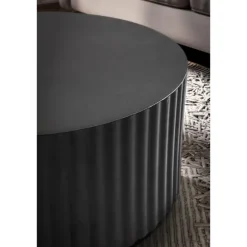 Rootz Modern Design Sofabord - Rundt bord - Elegant Lamellook - Håndlavet - Anti-Slip Nubs - Pulverlakeret jern - 67cm x 67cm x 31cm