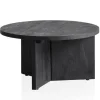 Rootz Modern Design Sofabord - Rundt bord - Stativstel - Håndlavet - Mango massivt træ - Unikt - Sort - 60cm x 60cm x 33cm