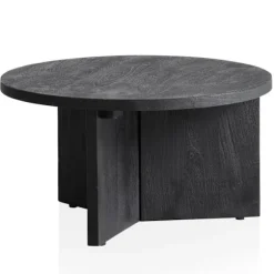 Rootz Modern Design Sofabord - Rundt bord - Stativstel - Håndlavet - Mango massivt træ - Unikt - Sort - 60cm x 60cm x 33cm