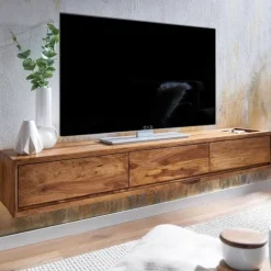 Rootz Modern Design TV Underskab - Lowboard - Underholdningscenter - Håndlavet - Sheesham Wood - 160 cm x 25 cm x 35 cm - Fjernbetjeningsopbevaring - | Fyndiq