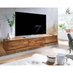 Rootz Modern Design TV Underskab - Lowboard - Underholdningscenter - Håndlavet - Sheesham Wood - 160 cm x 25 cm x 35 cm - Fjernbetjeningsopbevaring - | Fyndiq