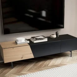 Rootz Modern Design TV Underskab - Lowboard - Eg Dekoration - Rektangulær opbevaring - Rummelig hylde - 150 cm x 40 cm x 40 cm