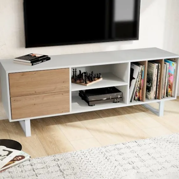 Rootz Modern Design TV Underskab - Lowboard - Underholdningscenter - Eg Dekoration - Rummelig opbevaring - 150 cm x 55 cm x 40 cm