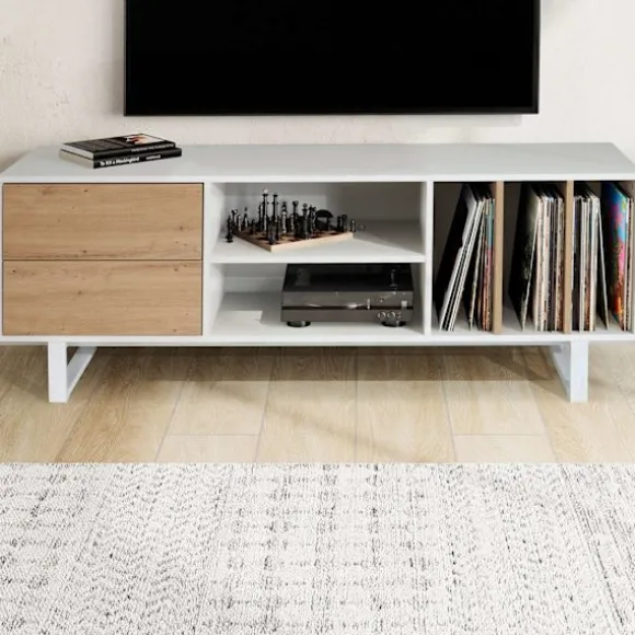 Rootz Modern Design TV Underskab - Lowboard - Underholdningscenter - Eg Dekoration - Rummelig opbevaring - 150 cm x 55 cm x 40 cm