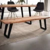 Rootz Modern Dining Bench - Træbænk - Live Edge Bench - Acacia Wood - U-formede metalben - Håndlavet - 180 cm x 40 cm x 45,5 cm