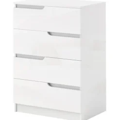 Rootz Modern kommode - Garderobe - Opbevaringsløsning - Vippebeskyttelse - 60 cm x 40 cm x 85 cm - Højglans hvid