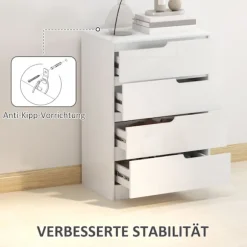 Rootz Modern kommode - Garderobe - Opbevaringsløsning - Vippebeskyttelse - 60 cm x 40 cm x 85 cm - Højglans hvid