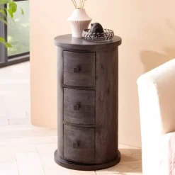 Rootz Modern kommode - Skænk - Opbevaringsskab - Mangotræ - Unik korn - Massivt træ - Sort - 34cm x 65cm x 34cm