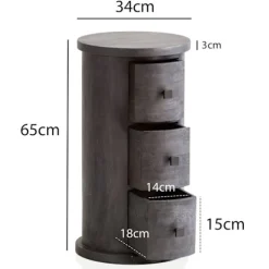 Rootz Modern kommode - Skænk - Opbevaringsskab - Mangotræ - Unik korn - Massivt træ - Sort - 34cm x 65cm x 34cm