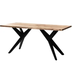 Rootz Modern Loft Spisebord - Massivt træbord - Rektangulært bord - Unikt design - 160 cm x 80 cm x 76 cm x 4 cm