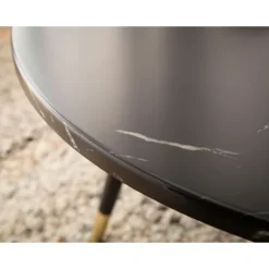 Rootz Modern Round Sofabord - Stue Bord - Stilfuldt marmorudseende - Robuste metalben - 60 cm x 60 cm x 41 cm