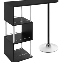Rootz Modern S-formet barbord - Opbevaringsbarbord - Vinstativbord - Pladsbesparende - Holdbar - Nem vedligeholdelse - 113cm x 105cm x 40cm