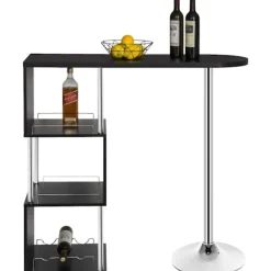 Rootz Modern S-formet barbord - Opbevaringsbarbord - Vinstativbord - Pladsbesparende - Holdbar - Nem vedligeholdelse - 113cm x 105cm x 40cm