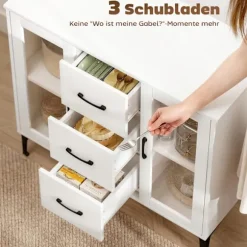 Rootz Modern skænk - Buffetskab - Opbevaringsskab - Soft Close, Justerbare hylder, Easy-Clean, Hvid, 90 x 38 x 86 cm