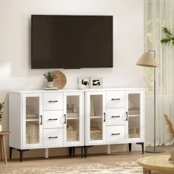 Rootz Modern skænk - Buffetskab - Opbevaringsskab - Soft Close, Justerbare hylder, Easy-Clean, Hvid, 90 x 38 x 86 cm