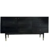 Rootz Modern skænk - Buffetskab - Konsolbord - Rigelig opbevaring - 160 cm B x 81 cm H x 42 cm D - Sort træ- og guldbeklædning
