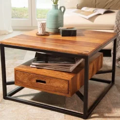 Rootz Modern sofabord - Firkantet bord - Opbevaringsplads - Metalstel - 60 cm x 60 cm x 40 cm