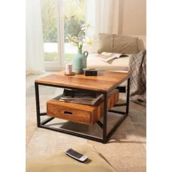 Rootz Modern sofabord - Firkantet bord - Opbevaringsplads - Metalstel - 60 cm x 60 cm x 40 cm